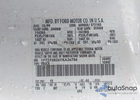 2000 Ford F-150 Xl/Xlt from USA, damaged, VIN 1FTZF0826YKA36786